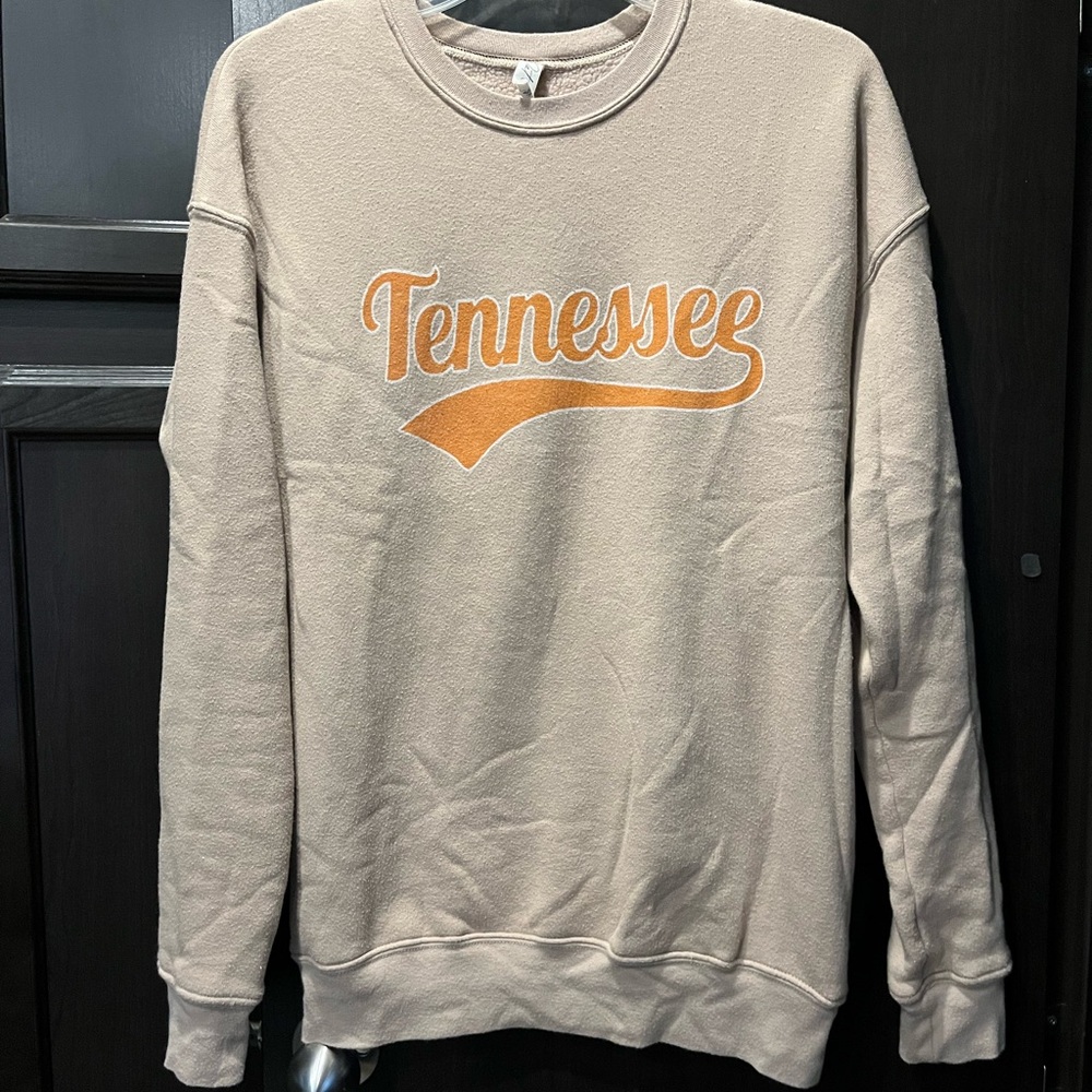 Tennessee Script Crewneck Sweatshirt - Beige with Orange Logo